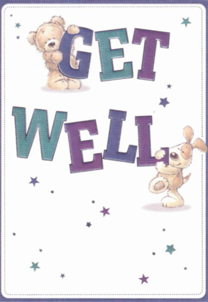 Imbued with the quiet cheer of Marks Gate's leafy lanes, this get well card is a gentle visual embrace crafted in the spirit of thoughtful neighbourhood care. Two friendly figures-a sweet, plush bear and a floppy-eared puppy-take centre stage amidst cascades of radiant stars, their playful gestures and affectionate faces filling the scene with hope. The text, a bold proclamation shaded in harmonising purples and aquas, leaps across the pristine cream background, mirroring the exuberance of fresh spring flower displays often found at local shops near Lodge Avenue. There's a delightful tactility to the soft texture of the bear's fur and the puppy's velvety ears, as if their illustrated forms might be as huggable as they appear. The scattered stardust, rendered in subtle blues and violets, seems to drift like a flurry of good wishes sent out alongside a vibrant hand-tied bouquet. This card carries the same warmth and sincerity found in the community's best flower arrangements-each brushstroke and burst of colour thoughtfully placed to deliver reassurance and encouragement when it's needed most. Picture sending this card and a carefully chosen bunch from Flowers Marks Gate, their combined presence bringing joy and renewed hope to a friend recovering just steps from Whalebone Lane or Mayfield Park. In every visual detail, this piece radiates heartfelt optimism and a nurturing spirit that transcends words.