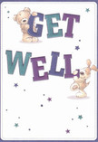 Overflowing with playful optimism, this illustrated get well card calls to mind the comforting embrace of Marks Gate's local spirit. Two charming characters-a teddy bear with downy fur and a bouncy puppy with long, soft ears-delight in balancing and holding vivid, oversized letters that spell out 'Get Well.' Their joyful movement and round, amiable faces beam with affection, echoing the thoughtful cheer of a freshly delivered bouquet from a neighbourhood florist on Billet Road. Swathes of rich indigo and sparkling teal make the text leap from the gentle cream background, drawing the eye and lifting the mood in an instant. Scattered across the card, a constellation of stars in hues of blue and violet adds a whimsical, dreamy quality-each a quiet promise of healing and kindness. The softness of the characters' illustrated fur is so apparent one can almost sense their tactile comfort, much like pressing a hand to petals in a lush arrangement. The entire scene radiates warmth, light, and encouragement, making it an ideal companion for sending heartfelt get well wishes-its sincerity and gentle humour perfectly tuned for lifting the spirits of a loved one in Marks Gate, no matter the weather outside.
